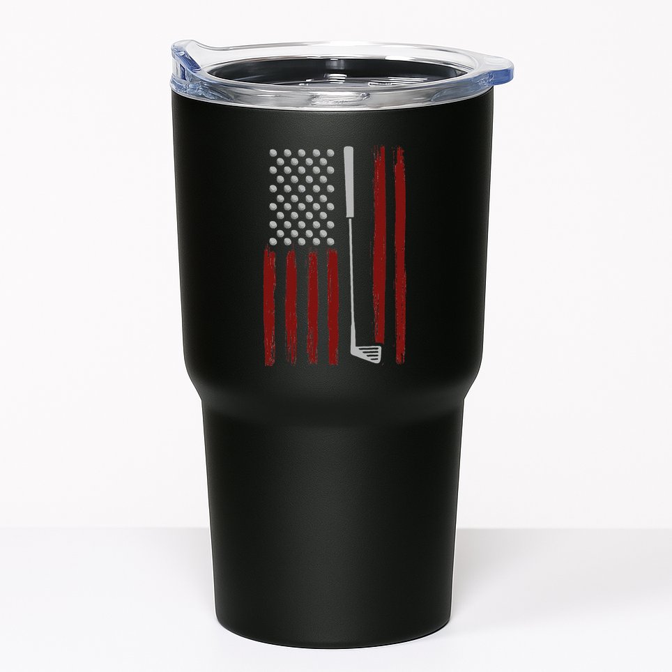 Retro American Flag Golf Gift For Golfer Funny Golf Club Tumbler