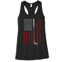 Retro American Flag Golf Gift For Golfer Funny Golf Club Women's Racerback Tank