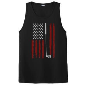 Retro American Flag Golf Gift For Golfer Funny Golf Club PosiCharge Competitor Tank