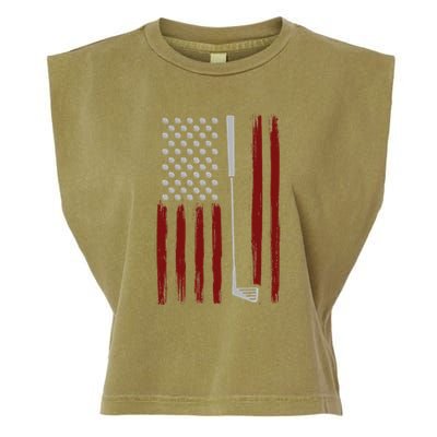 Retro American Flag Golf Gift For Golfer Funny Golf Club Garment-Dyed Women's Muscle Tee