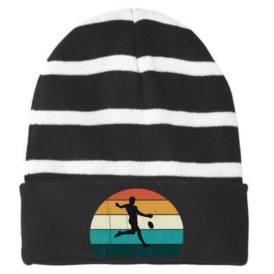 Retro Aussie Football Gift Australian Rules Footy Lovers Striped Beanie with Solid Band