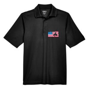 Retro American Flag Rodeo Bronc Horse Riding Cowboy Cowgirl Men's Origin Performance Pique Polo