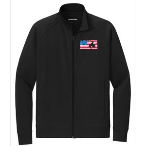 Retro American Flag Rodeo Bronc Horse Riding Cowboy Cowgirl Stretch Full-Zip Cadet Jacket