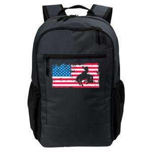 Retro American Flag Rodeo Bronc Horse Riding Cowboy Cowgirl Daily Commute Backpack