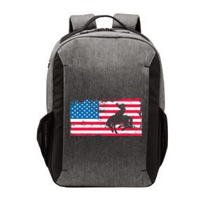 Retro American Flag Rodeo Bronc Horse Riding Cowboy Cowgirl Vector Backpack