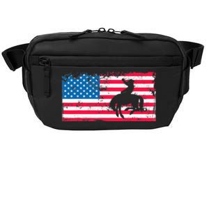 Retro American Flag Rodeo Bronc Horse Riding Cowboy Cowgirl Crossbody Pack