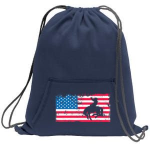 Retro American Flag Rodeo Bronc Horse Riding Cowboy Cowgirl Sweatshirt Cinch Pack Bag