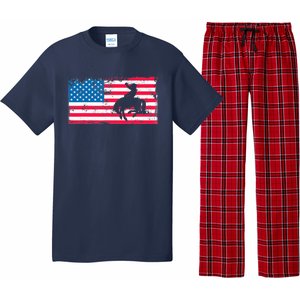 Retro American Flag Rodeo Bronc Horse Riding Cowboy Cowgirl Pajama Set