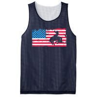 Retro American Flag Rodeo Bronc Horse Riding Cowboy Cowgirl Mesh Reversible Basketball Jersey Tank