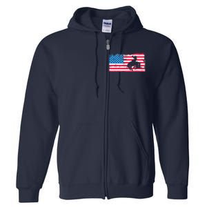 Retro American Flag Rodeo Bronc Horse Riding Cowboy Cowgirl Full Zip Hoodie