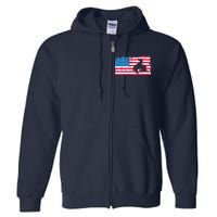 Retro American Flag Rodeo Bronc Horse Riding Cowboy Cowgirl Full Zip Hoodie