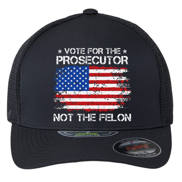 Retro American Flag Vote For The Prosecutor Not The Felon Flexfit Unipanel Trucker Cap