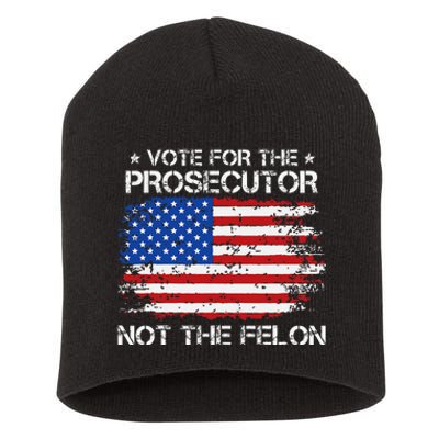 Retro American Flag Vote For The Prosecutor Not The Felon Short Acrylic Beanie