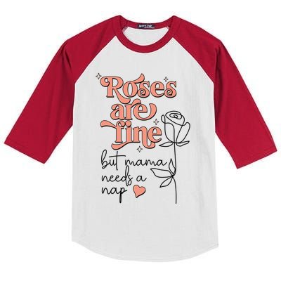 Roses Are Fine Funny Mom Valentine's Day Kids Colorblock Raglan Jersey