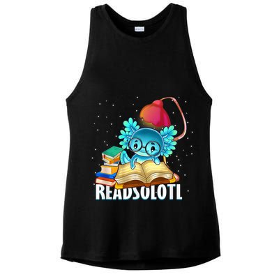 Readsolotl Axolotl Funny Reading Fish Books Lizard  Ladies PosiCharge Tri-Blend Wicking Tank