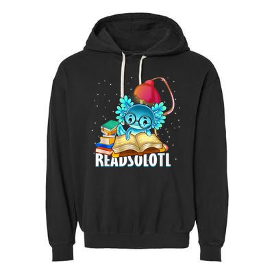 Readsolotl Axolotl Funny Reading Fish Books Lizard  Garment-Dyed Fleece Hoodie