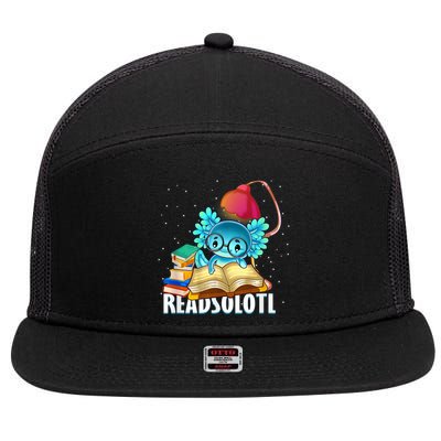 Readsolotl Axolotl Funny Reading Fish Books Lizard  7 Panel Mesh Trucker Snapback Hat