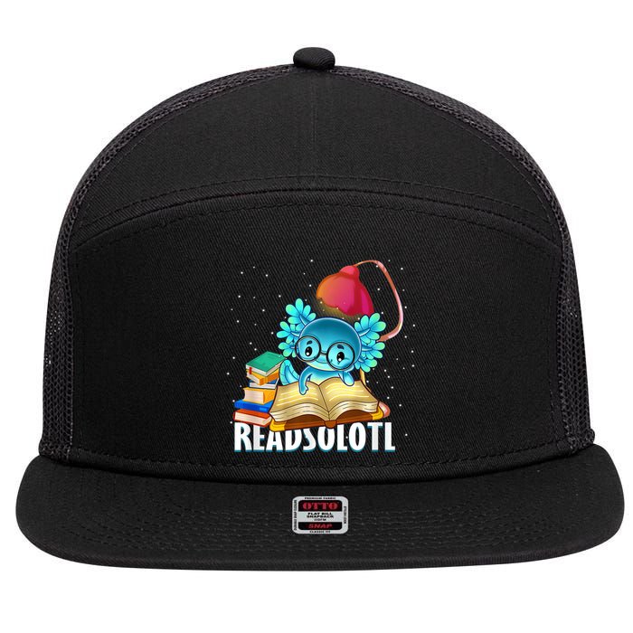 Readsolotl Axolotl Funny Reading Fish Books Lizard  7 Panel Mesh Trucker Snapback Hat