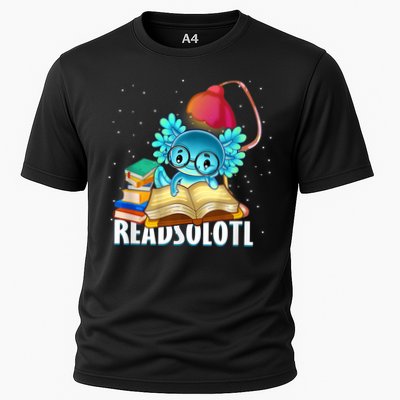 Readsolotl Axolotl Funny Reading Fish Books Lizard  Performance Shirt