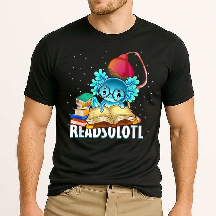 Readsolotl Axolotl Funny Reading Fish Books Lizard  Performance Shirt