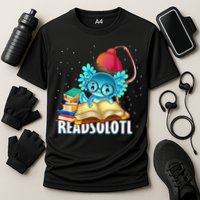 Readsolotl Axolotl Funny Reading Fish Books Lizard  Performance Shirt