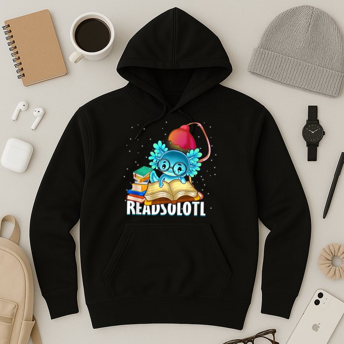 Readsolotl Axolotl Funny Reading Fish Books Lizard  Hoodie