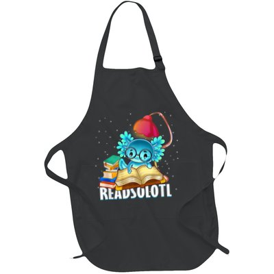 Readsolotl Axolotl Funny Reading Fish Books Lizard  Full-Length Apron With Pockets