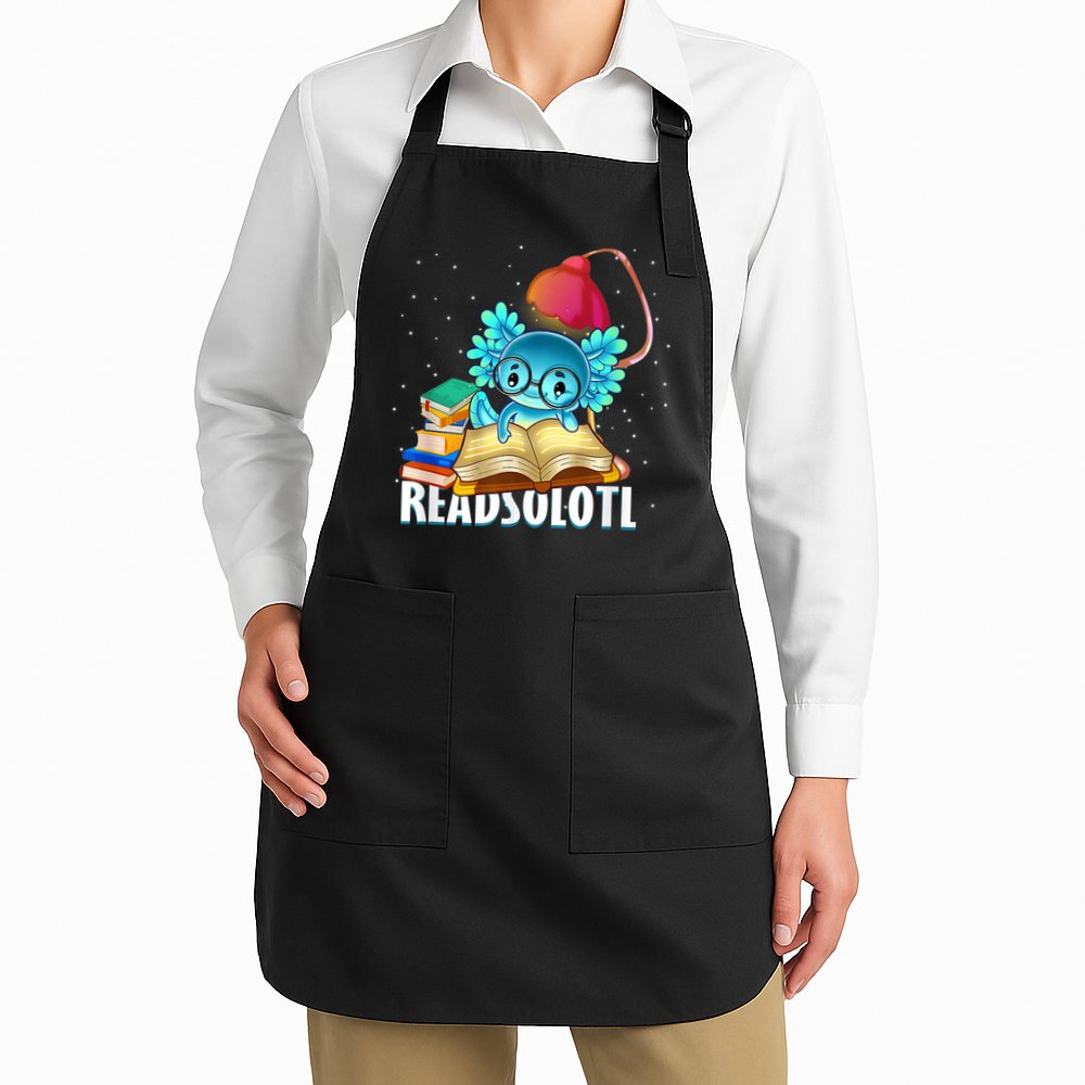 Readsolotl Axolotl Funny Reading Fish Books Lizard  Apron