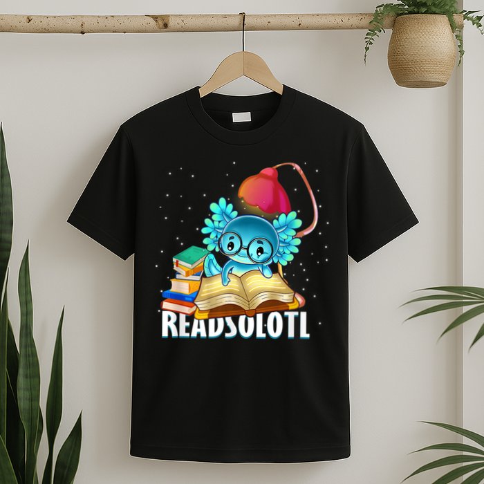 Readsolotl Axolotl Funny Reading Fish Books Lizard  T-Shirt