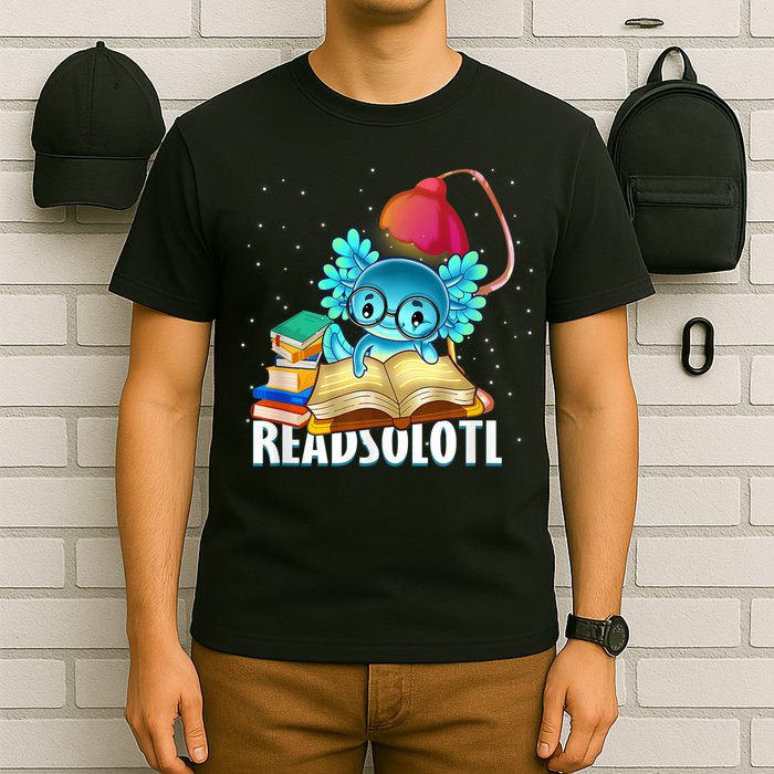 Readsolotl Axolotl Funny Reading Fish Books Lizard  T-Shirt