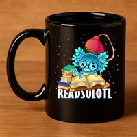 Readsolotl Axolotl Funny Reading Fish Books Lizard  11oz C Handle Ceramic Mug