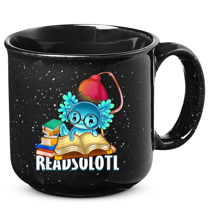Readsolotl Axolotl Funny Reading Fish Books Lizard  15oz Campfire Ceramic Mug