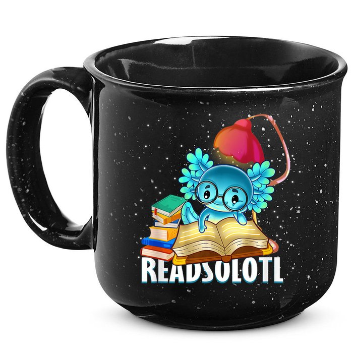 Readsolotl Axolotl Funny Reading Fish Books Lizard  15oz Campfire Ceramic Mug