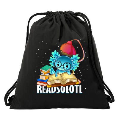 Readsolotl Axolotl Funny Reading Fish Books Lizard  Drawstring Bag