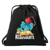 Readsolotl Axolotl Funny Reading Fish Books Lizard  Drawstring Bag