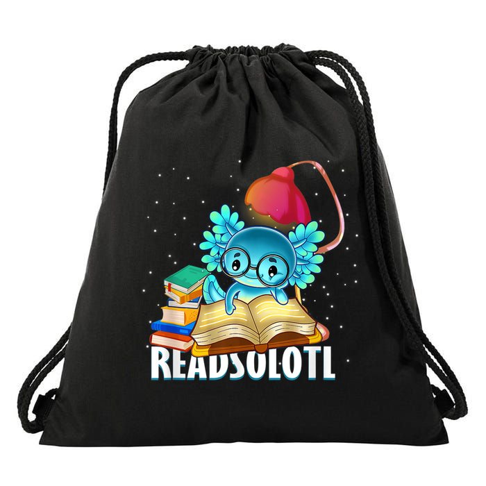 Readsolotl Axolotl Funny Reading Fish Books Lizard  Drawstring Bag