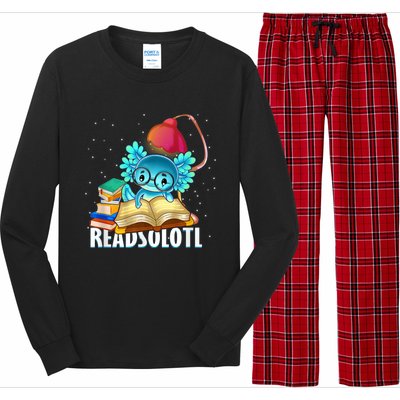 Readsolotl Axolotl Funny Reading Fish Books Lizard  Long Sleeve Pajama Set