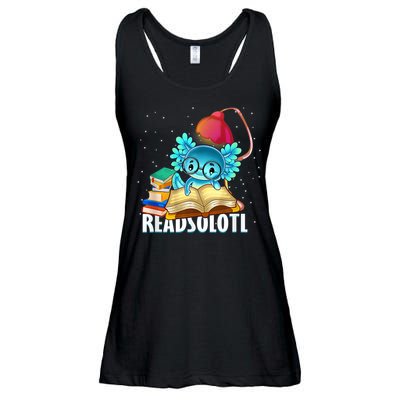 Readsolotl Axolotl Funny Reading Fish Books Lizard  Ladies Essential Flowy Tank