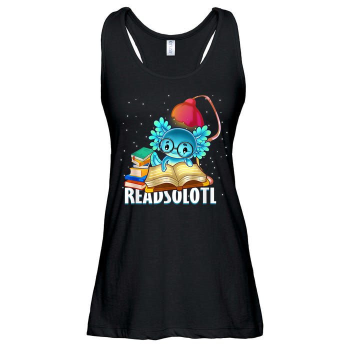 Readsolotl Axolotl Funny Reading Fish Books Lizard  Ladies Essential Flowy Tank