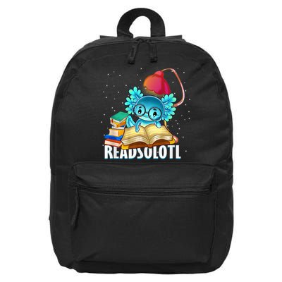 Readsolotl Axolotl Funny Reading Fish Books Lizard  16 in Basic Backpack