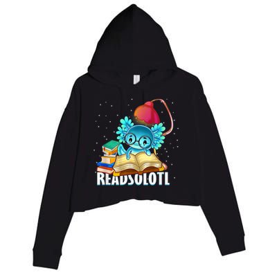 Readsolotl Axolotl Funny Reading Fish Books Lizard  Crop Fleece Hoodie