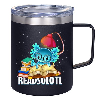 Readsolotl Axolotl Funny Reading Fish Books Lizard  12oz Stainless Steel Coffee Mug