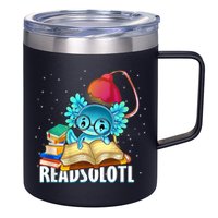 Readsolotl Axolotl Funny Reading Fish Books Lizard  12oz Stainless Steel Coffee Mug