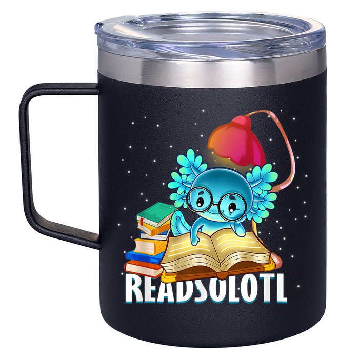 Readsolotl Axolotl Funny Reading Fish Books Lizard  12oz Stainless Steel Coffee Mug