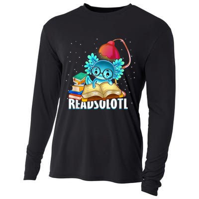 Readsolotl Axolotl Funny Reading Fish Books Lizard  Cooling Performance Long Sleeve Crew