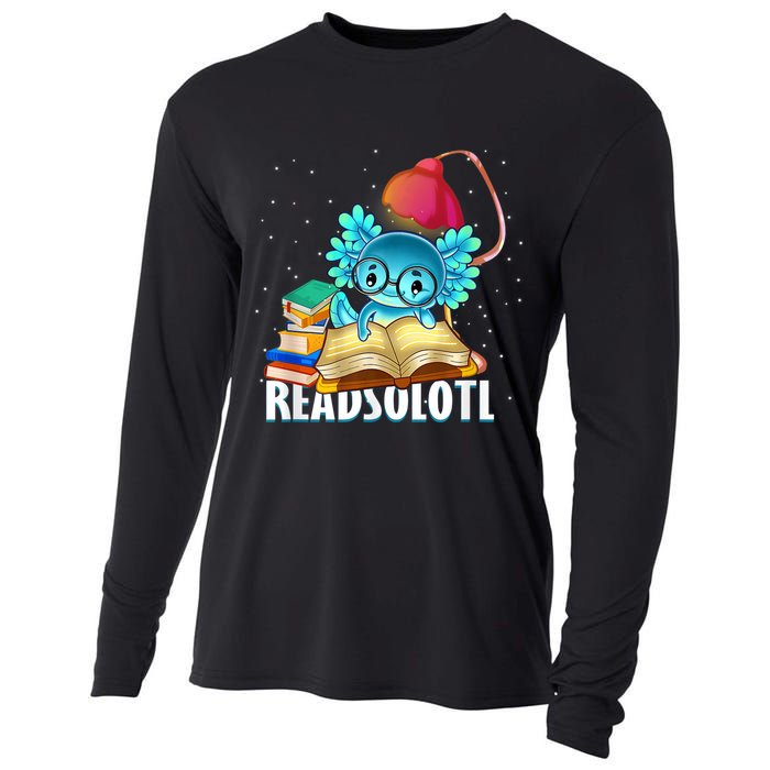 Readsolotl Axolotl Funny Reading Fish Books Lizard  Cooling Performance Long Sleeve Crew