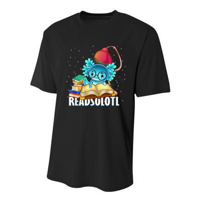 Readsolotl Axolotl Funny Reading Fish Books Lizard  Youth Performance Sprint T-Shirt