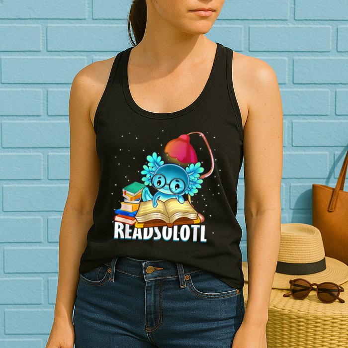 Readsolotl Axolotl Funny Reading Fish Books Lizard  Womens Tank Top