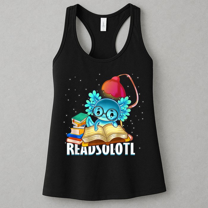 Readsolotl Axolotl Funny Reading Fish Books Lizard  Womens Tank Top
