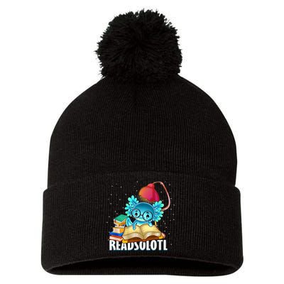 Readsolotl Axolotl Funny Reading Fish Books Lizard  Pom Pom 12in Knit Beanie
